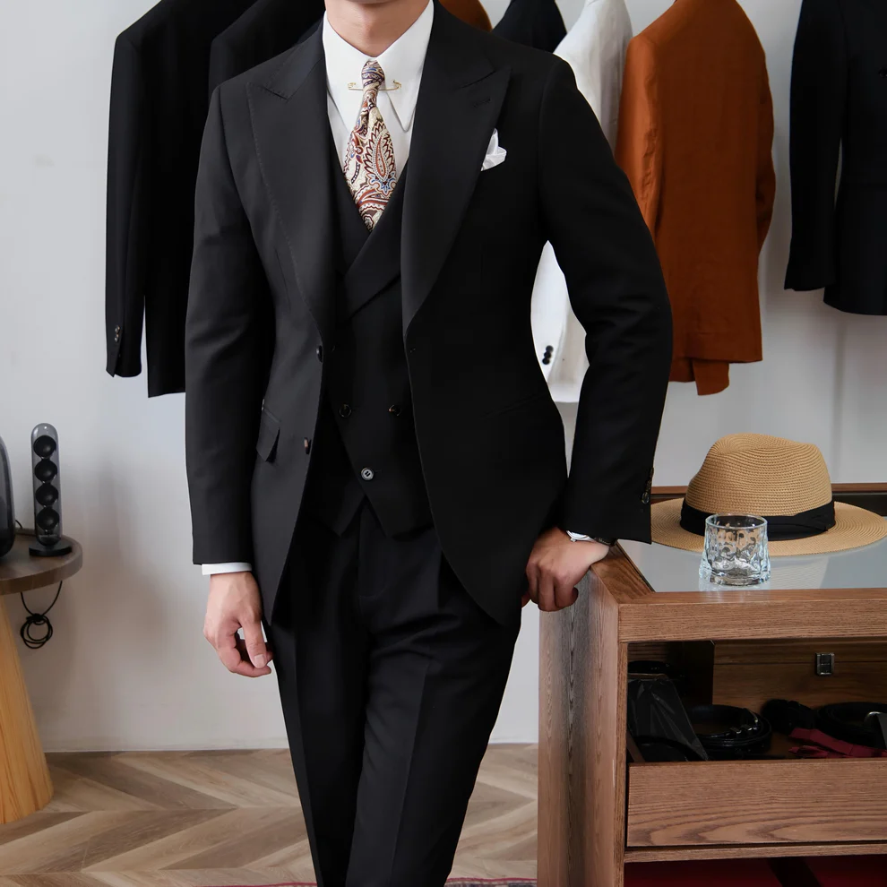 Black Milano Suit (Includes: Jacket + Waistcoat)