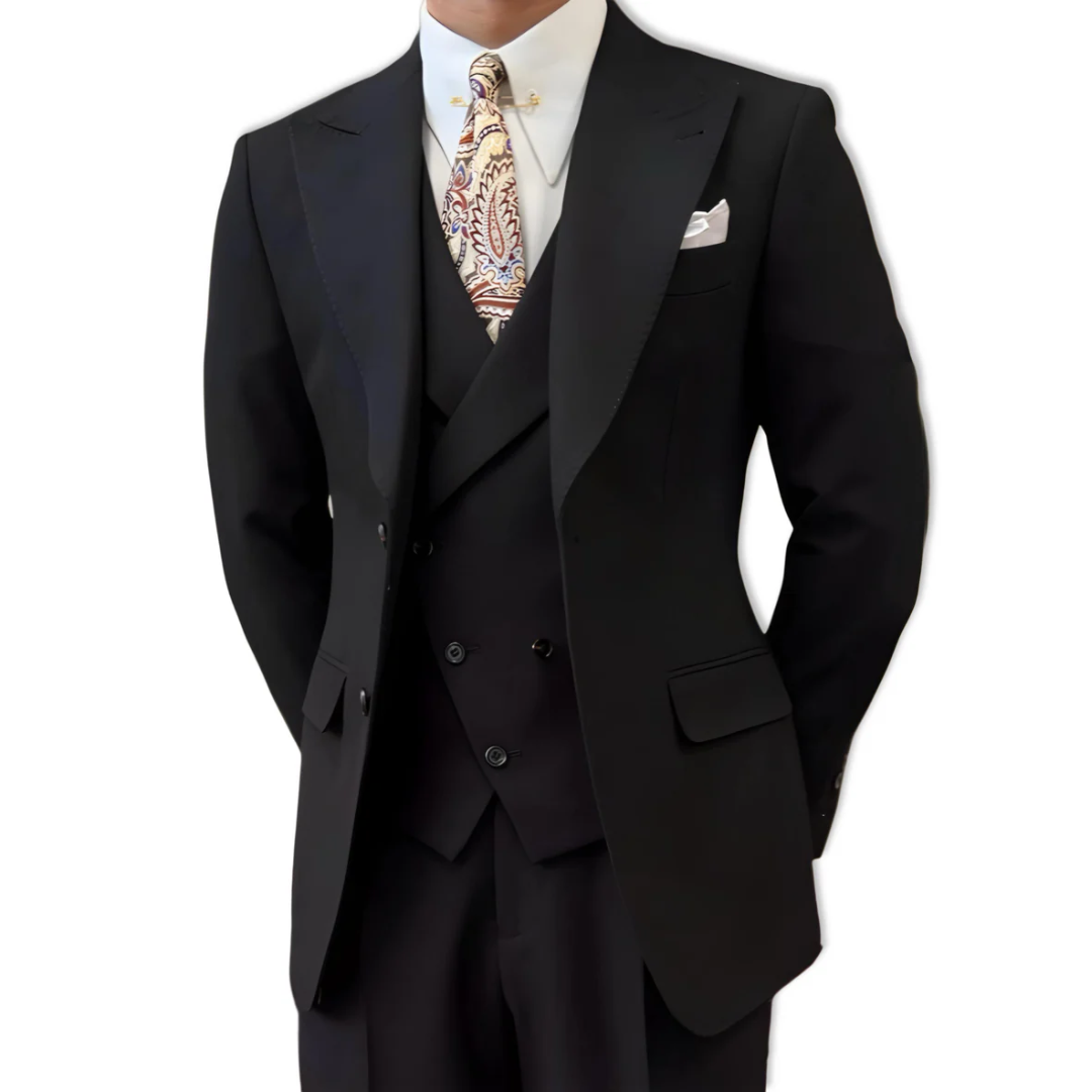 Black Milano Suit (Includes: Jacket + Waistcoat)