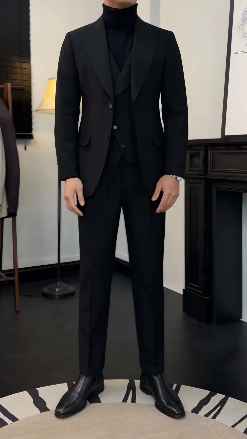 Black Milano Suit (Includes: Jacket + Waistcoat)