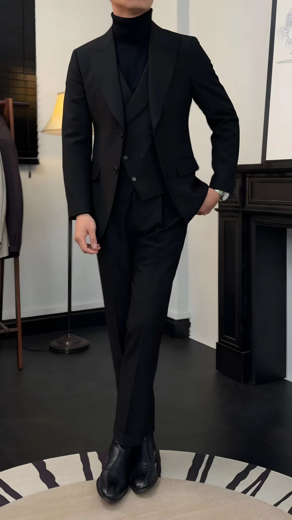 Black Milano Suit (Includes: Jacket + Waistcoat)