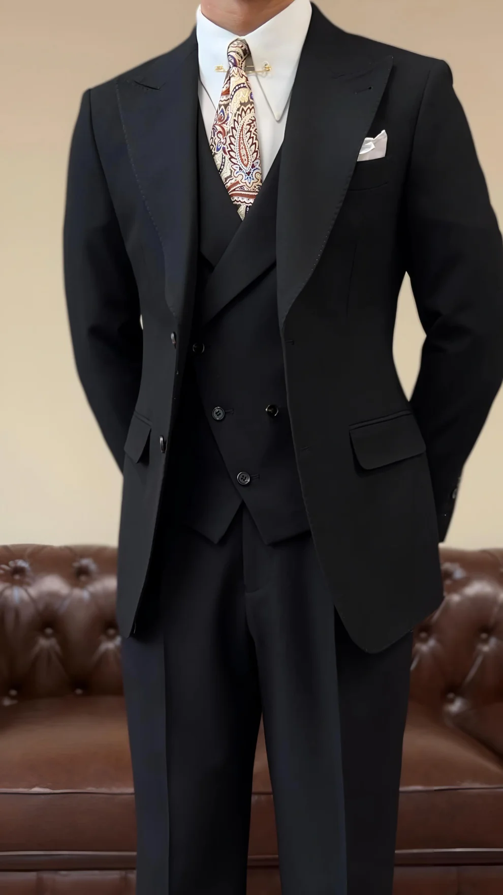 Black Milano Suit (Includes: Jacket + Waistcoat)