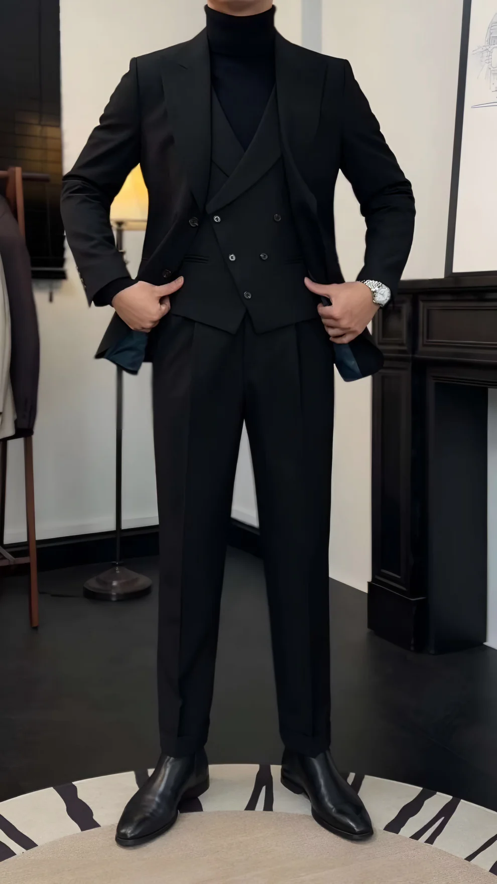 Black Milano Suit (Includes: Jacket + Waistcoat)