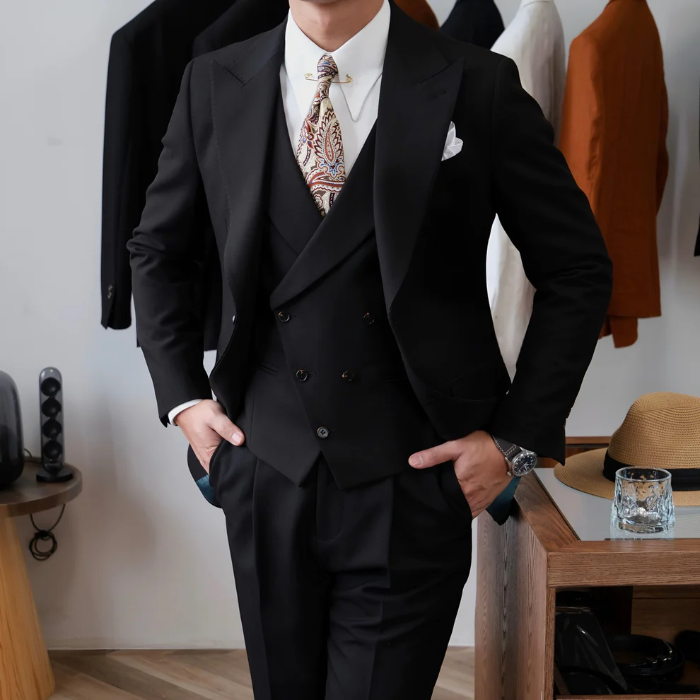 Black Milano Suit (Includes: Jacket + Waistcoat)