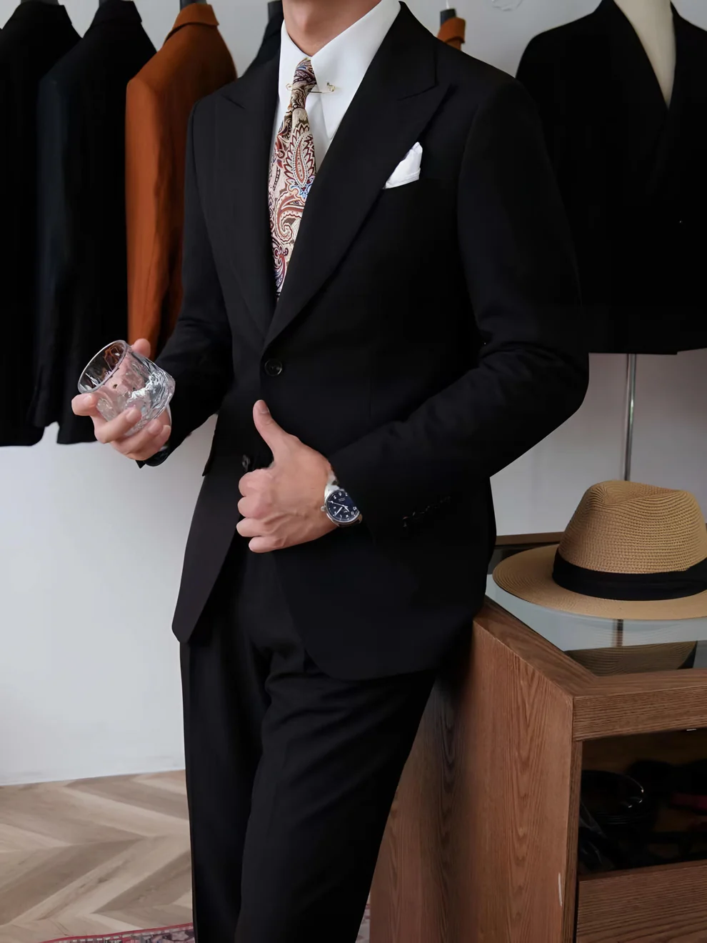 Black Milano Suit (Includes: Jacket + Waistcoat)