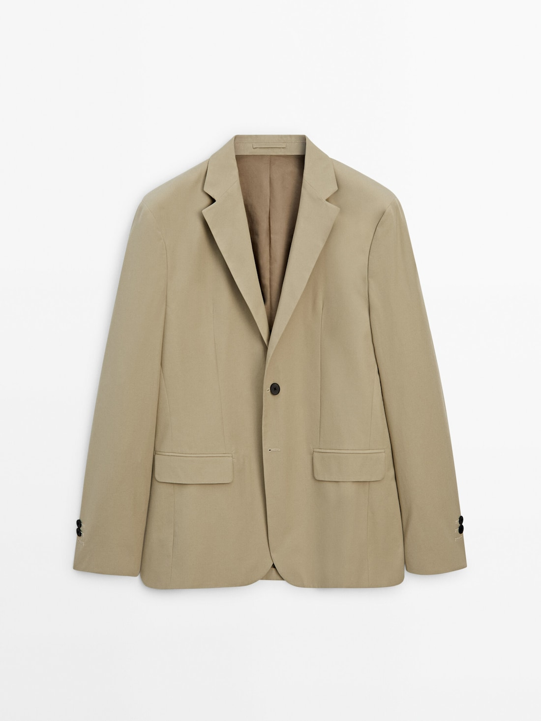 Beige cotton micro-twill blazer