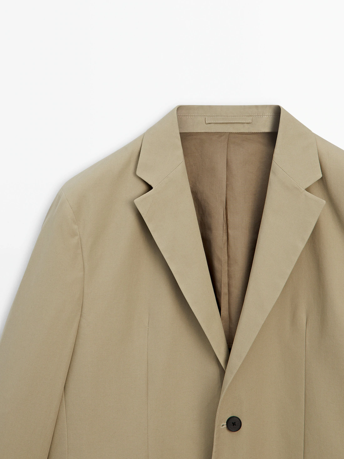 Beige cotton micro-twill blazer