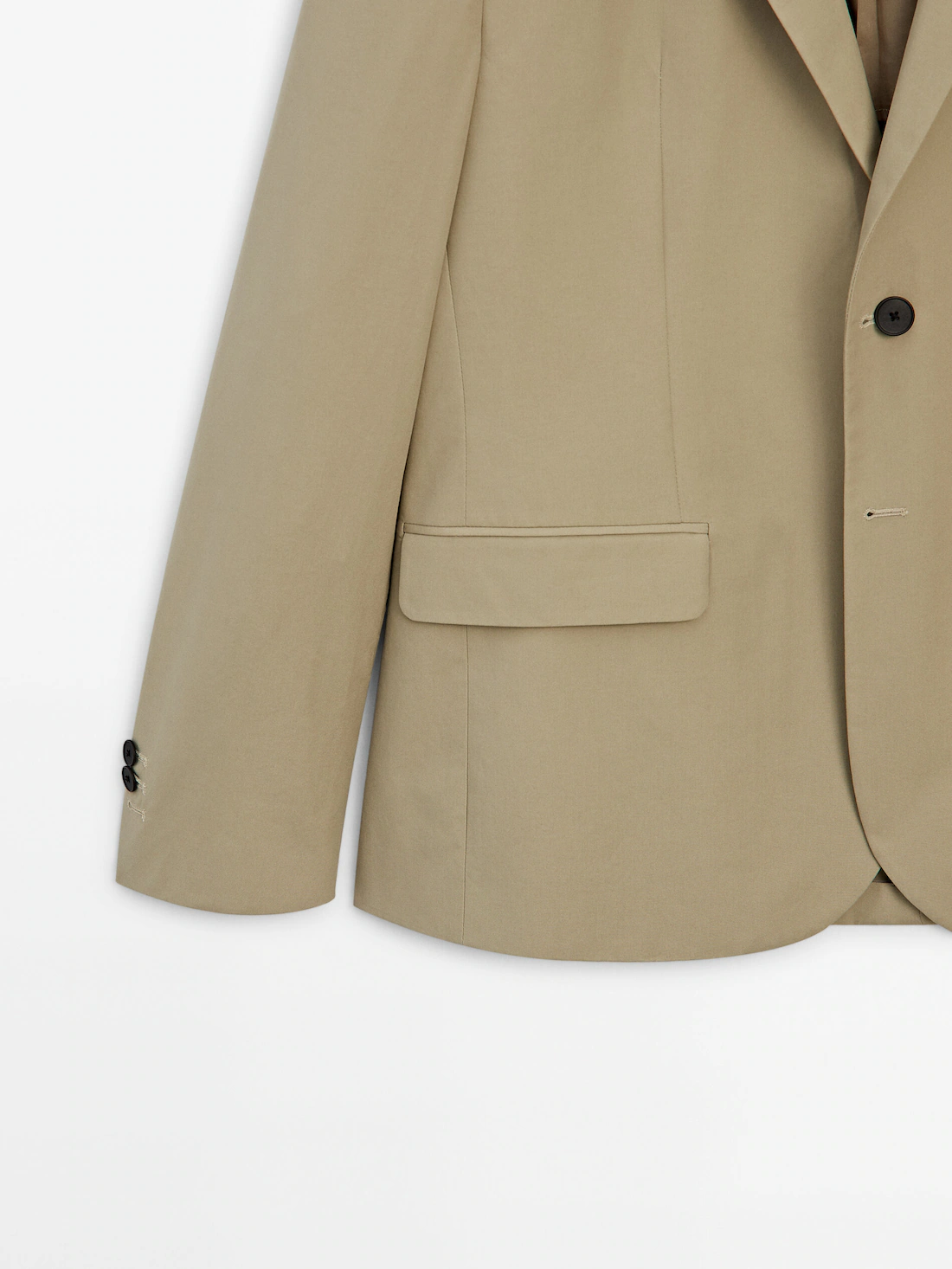 Beige cotton micro-twill blazer