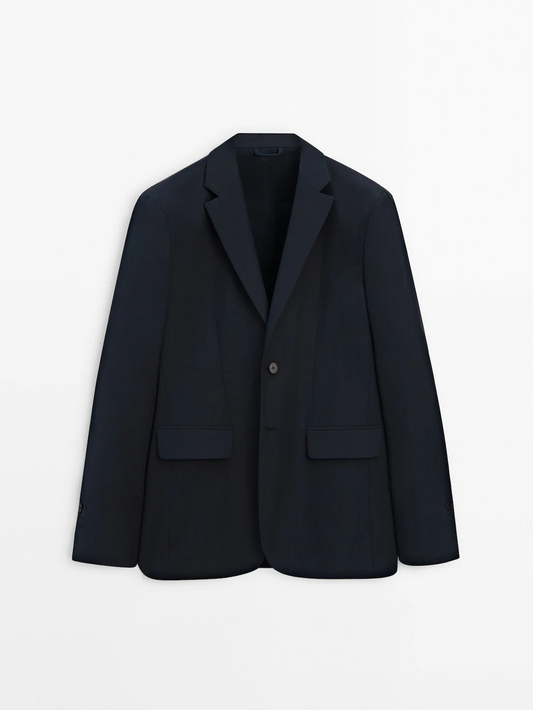 Brushed cotton micro-twill blazer