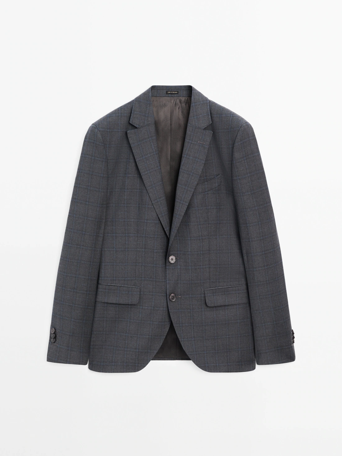 Blue Pure Wool check grey suit blazer