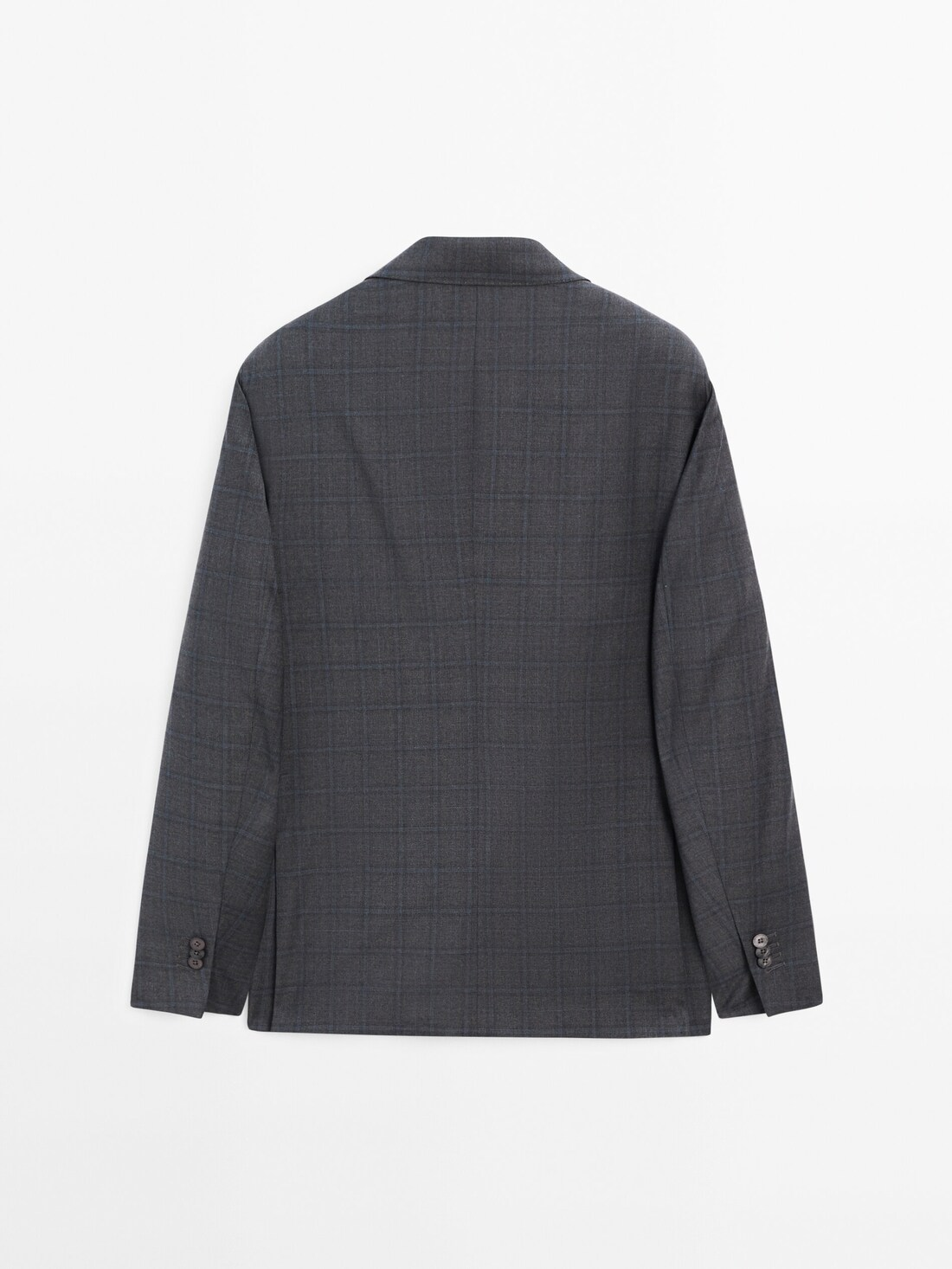 Blue Pure Wool check grey suit blazer