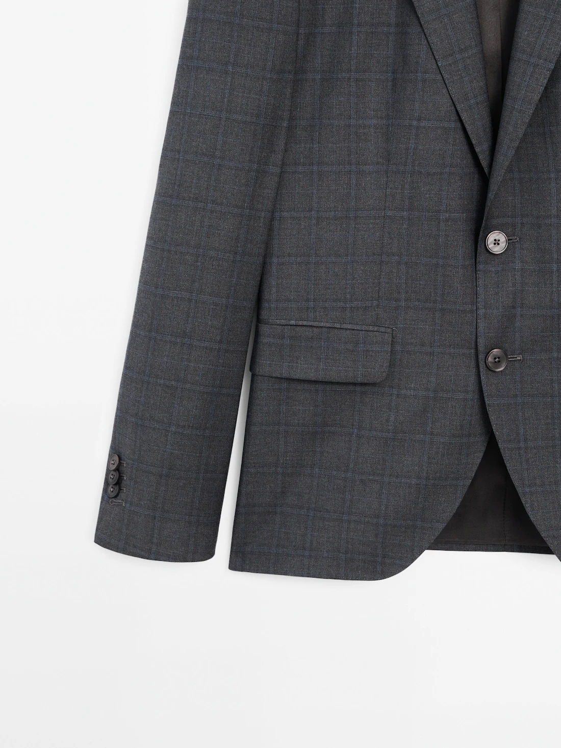 Blue Pure Wool check grey suit blazer