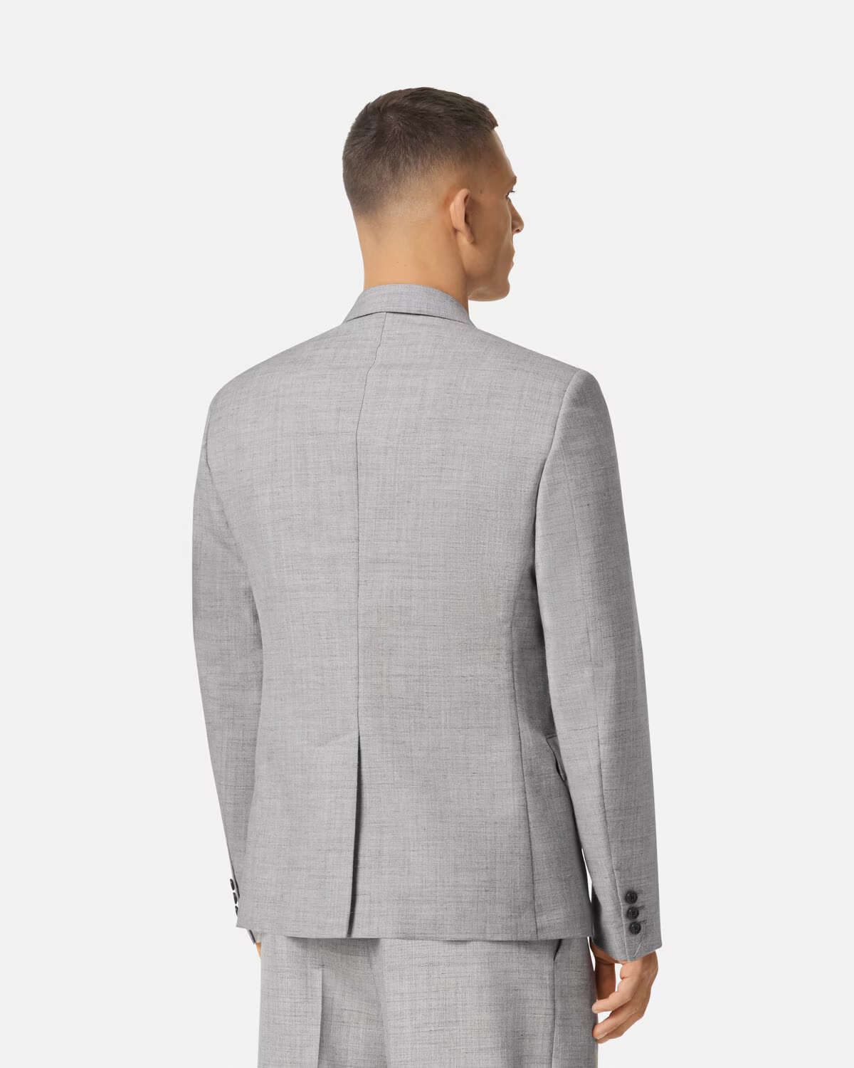 GREY WOOL-BLEND DOUBLE-BREASTED BLAZER