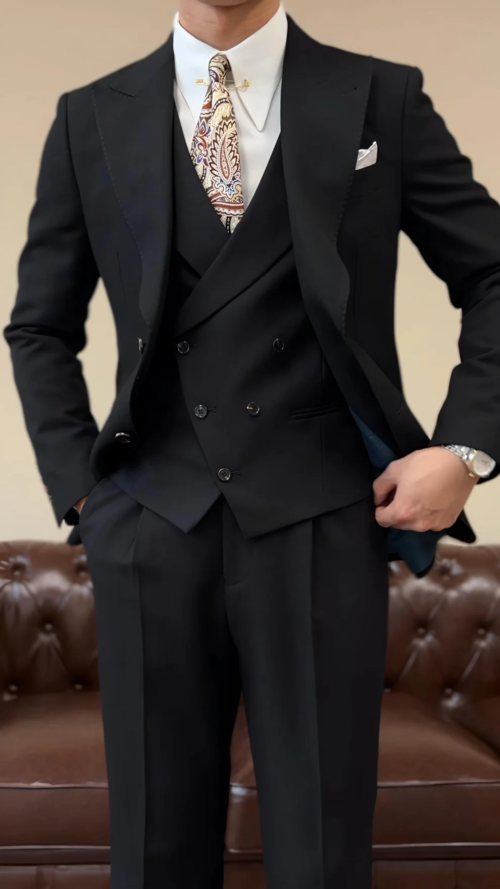 Black Milano Suit (Includes: Jacket + Waistcoat)